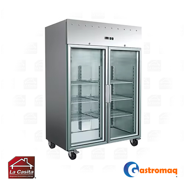 Congelador Industrial 2 Puertas Vidrio 1478 lts. Frío Forzado Gastromaq