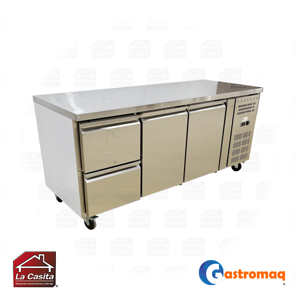 Mesón Refrigerado 465 lts. Con Gaveta 179,5x70x86cm. Frío Forzado Gastromaq