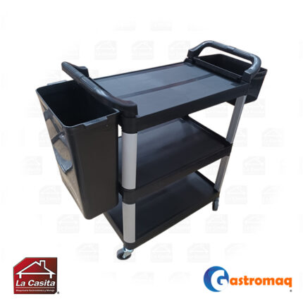 Carro servicio multiuso 3 niveles 67×42 cm. con contenedor Gastromaq