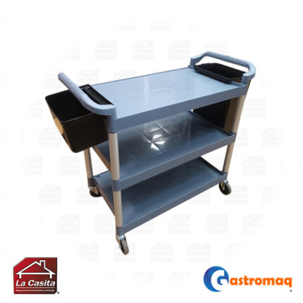 Carro servicio multiuso 3 niveles 81×50 cm con contenedor Gastromaq