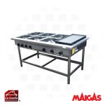 Anafe Industrial 6 Quemadores 35x35 cms. Con Churrasquera