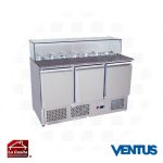Mesón Saladette 3 Puertas Cubierta Marmol Con Vidrio Ventus