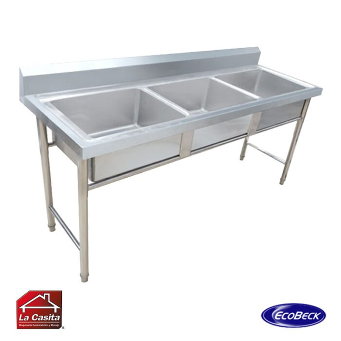 Lavafondos 3 Recipientes Sin Secador 160x65x90 cm. Ecobeck