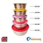 Set Bowl Acero Con Tapas 5 Piezas Gastromaq