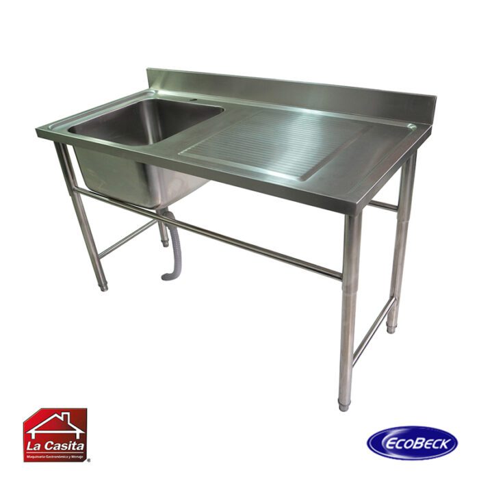 Lavafondo 1 Recipiente Secador Derecho 145x60x90 cm. Ecobeck