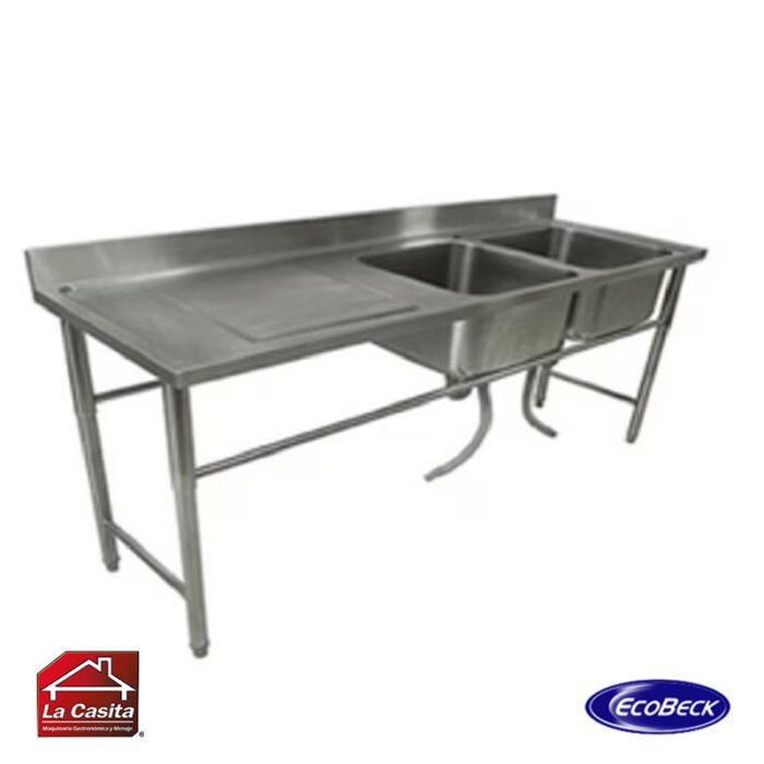 Lavafondo 2 Recipientes Con Secador Izquierdo 1800x600x900 cm. Ecobeck