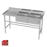 Lavafondos Acero Inoxidable 2 Recipientes Secador Izquierdo140x60 cm. CVC