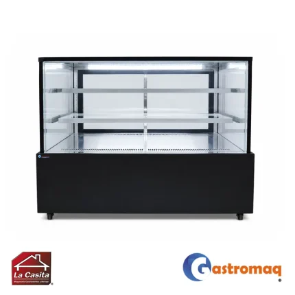 Vitrina Pastelera 3 Niveles Negra 1.5 mts. Cuadrada Gastromaq