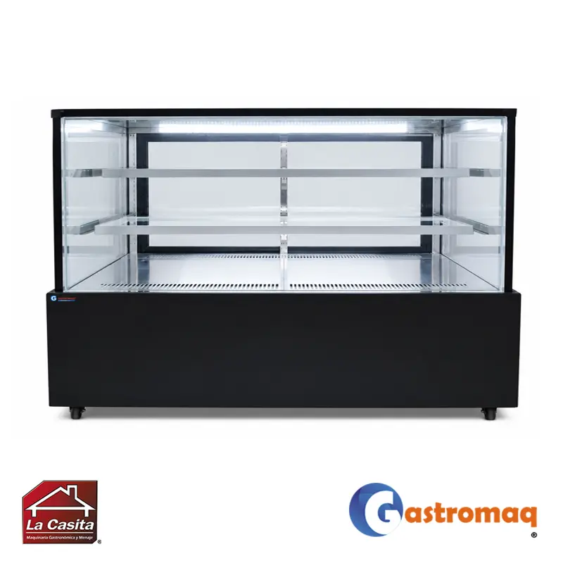 Vitrina-Pastelera-3-Niveles-Negra-1.8-mts-gastromaq Vitrina Pastelera 3 Niveles Negra 1.8 mts. Cuadrada Gastromaq - Imagen 1